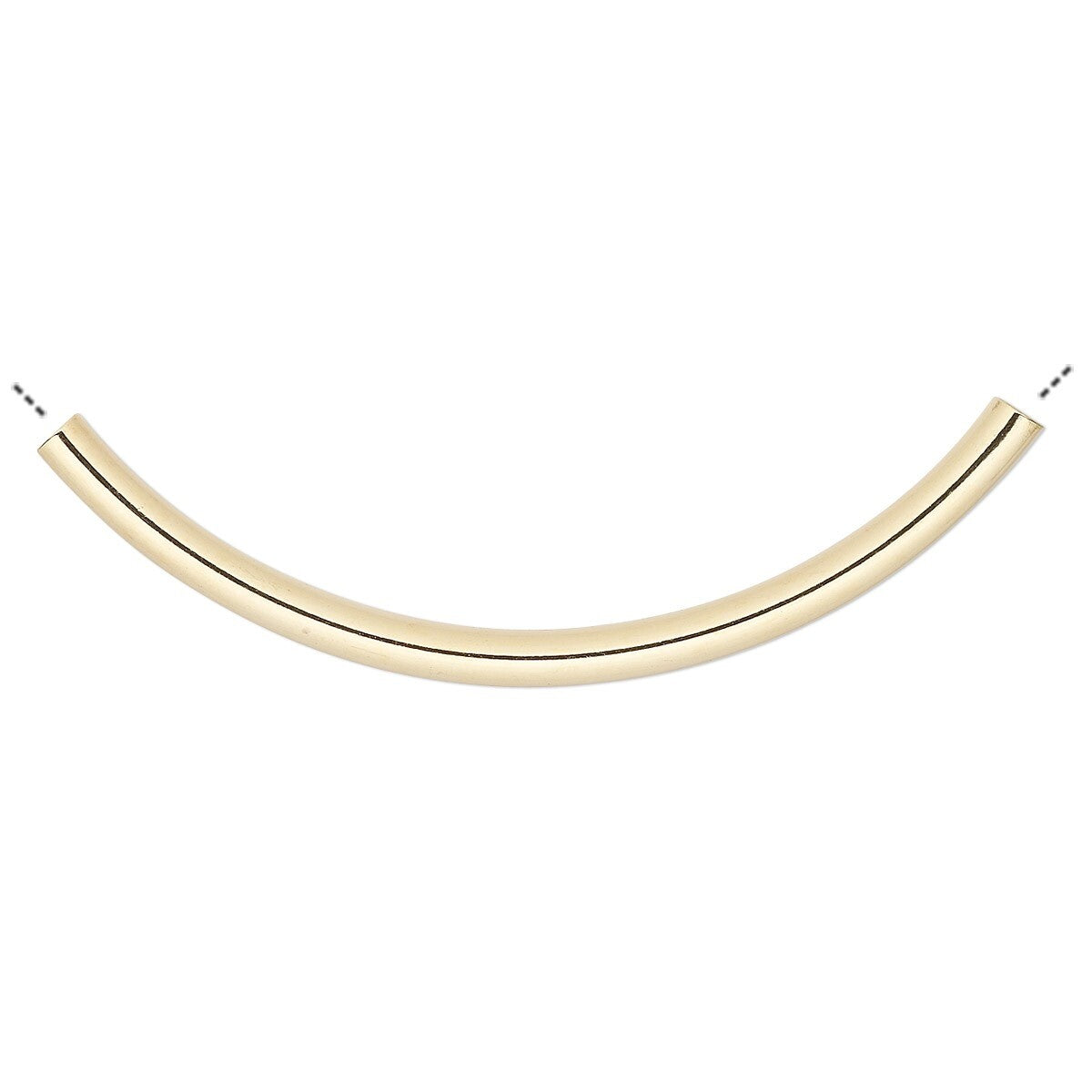 Gold Plated Brass Curved Tube Beads 50x3mm, 10 pcs