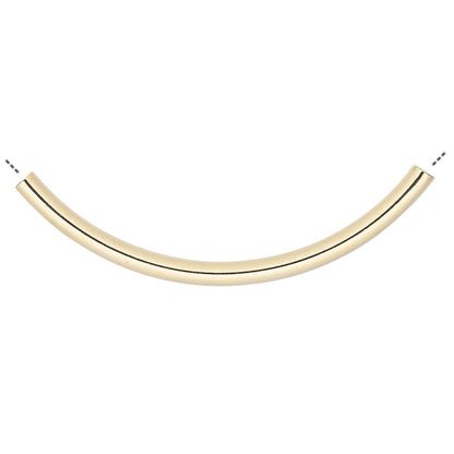 Gold Plated Brass Curved Tube Beads 50x3mm, 10 pcs