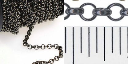 Gunmetal Rolo / Belcher Chain, Brass, 3.9mm Links, 10 Meters (32.8 Feet)
