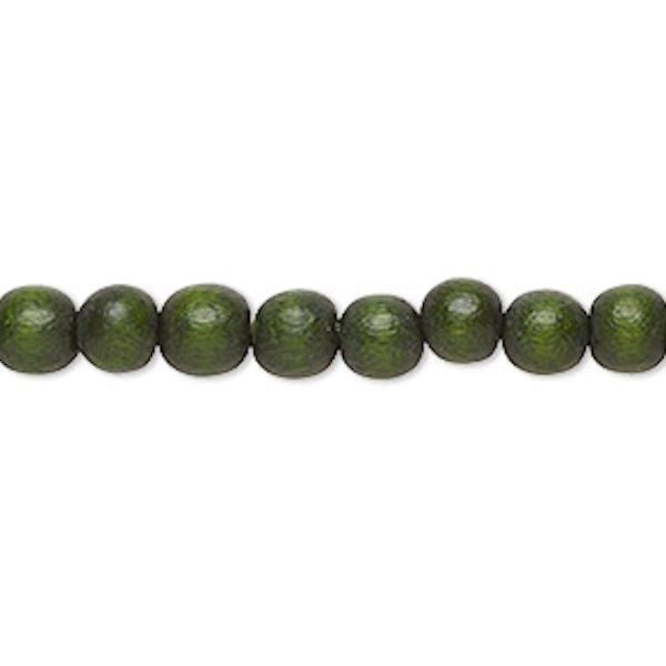 Dyed & Waxed Wood Round Beads 6mm - 2 Strands (approx. 140 pcs)