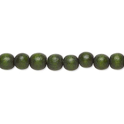 Dyed & Waxed Wood Round Beads 6mm - 2 Strands (approx. 140 pcs)