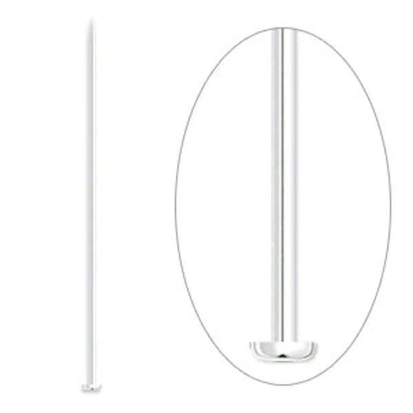 Silver Plated Brass Standard Head Pins, 3" 21 Gauge - Pack of 100