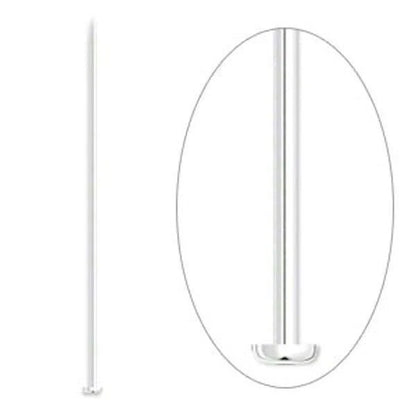Silver Plated Brass Standard Head Pins, 3" 21 Gauge - Pack of 100