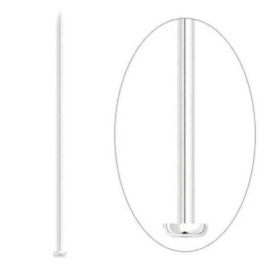 Silver Plated Brass Standard Head Pins, 3" 21 Gauge - Pack of 100