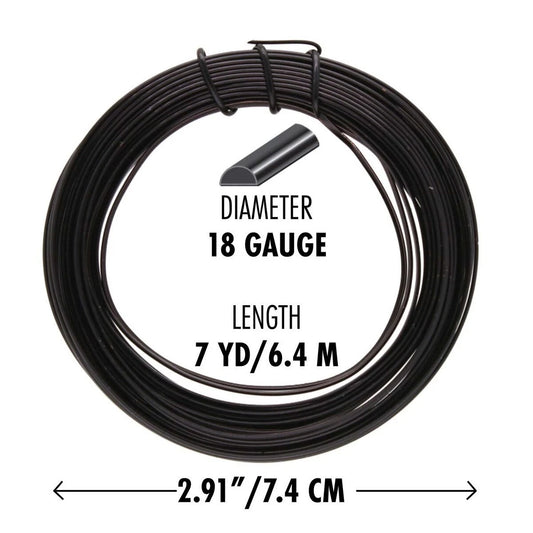Non-Tarnish Black Plated Copper Half Round Wire, 18 Gauge (1.02mm), 7 Yards