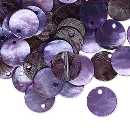 Mussel Shell 10mm Round Coin Drop Charms, 100 pcs