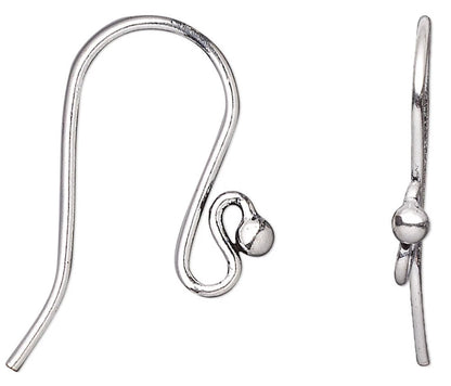Antiqued Silver Fishhook Ear Wires with Ball, 13x17mm, 10 Pairs