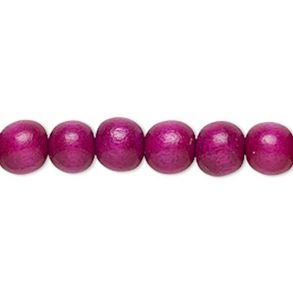 Dyed & Waxed Wood Round Beads 7-8mm - 2 Strands (approx. 108 pcs)