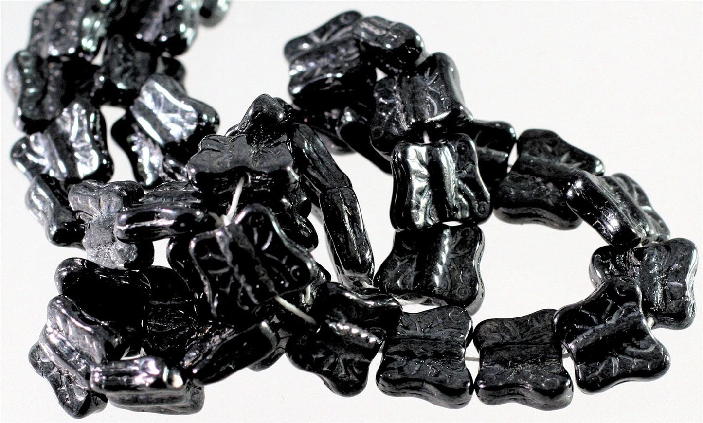 Czech Pressed Glass Metallic Hematite Butterfly Beads, 11x9mm, 1 Strand (approx. 46)