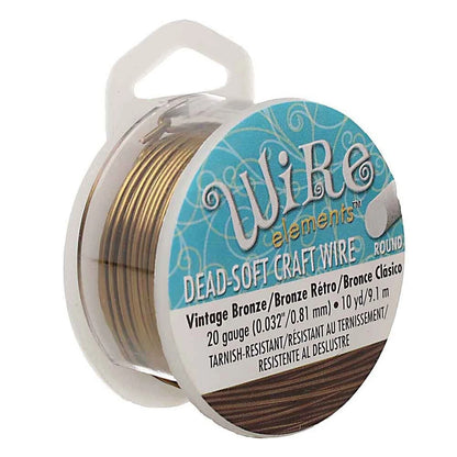 Beadsmith Non-Tarnish Vintage Bronze Round Wire, 20 Gauge, 10 Yards