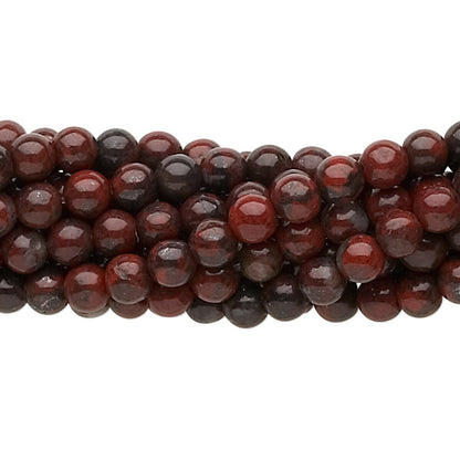Natural Brecciated Jasper 4mm Round Beads with 0.5-1.5mm Hole, 1 Strand (approx. 100)