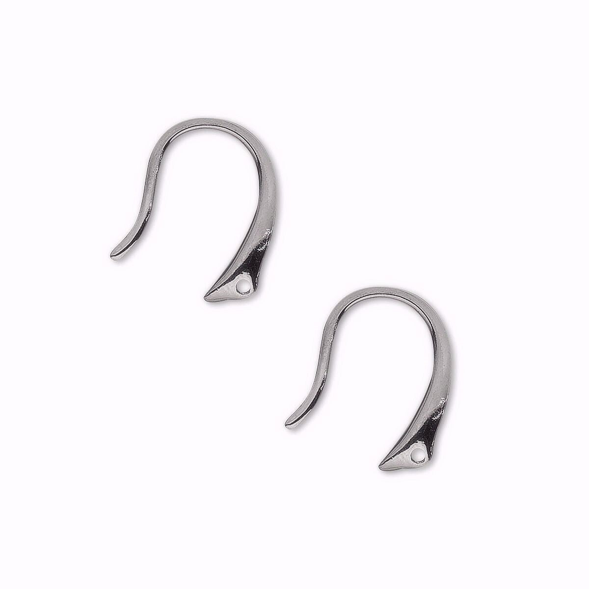 Gunmetal Plated Brass 14mm Fancy Fish Hook Ear Wires, Closed Loop