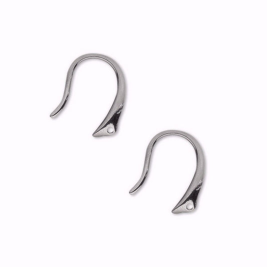 Gunmetal Plated Brass 14mm Fancy Fish Hook Ear Wires, Closed Loop