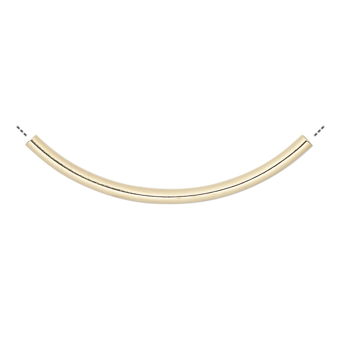 Gold Plated Brass Curved Tube Noodle Beads 38x2mm 1–1.2mm Hole (100 pc)