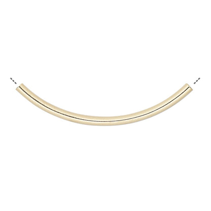Gold Plated Brass Curved Tube Noodle Beads 38x2mm 1–1.2mm Hole (100 pc)