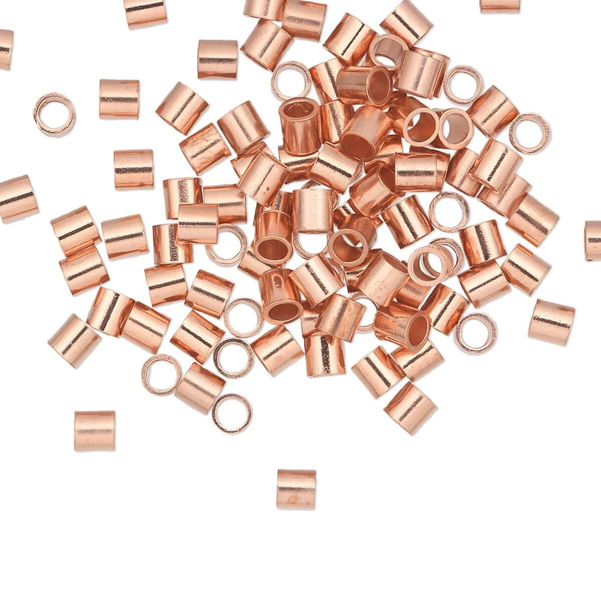 Copper Seamless Crimp Tube Beads, 3x3mm, 100 pcs