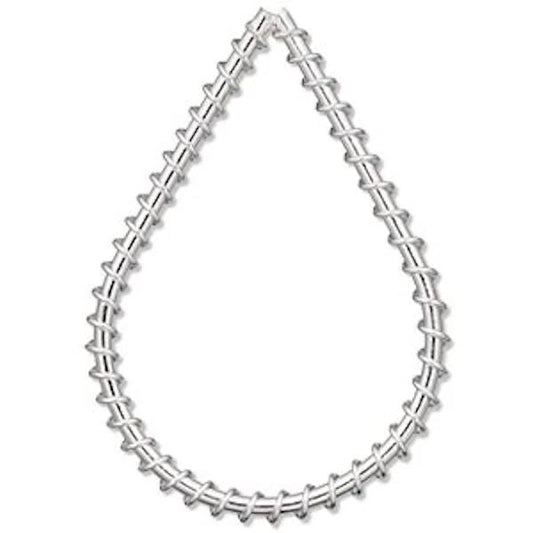 Silver Plated Steel Wire Wrapped Teardrop Components, 45x30mm, 10 pcs