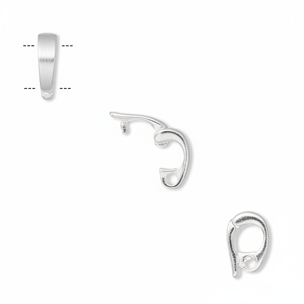 Sterling Silver Hinged Oval Pearl Enhancer Bail, 10x6mm, 4mm Grip