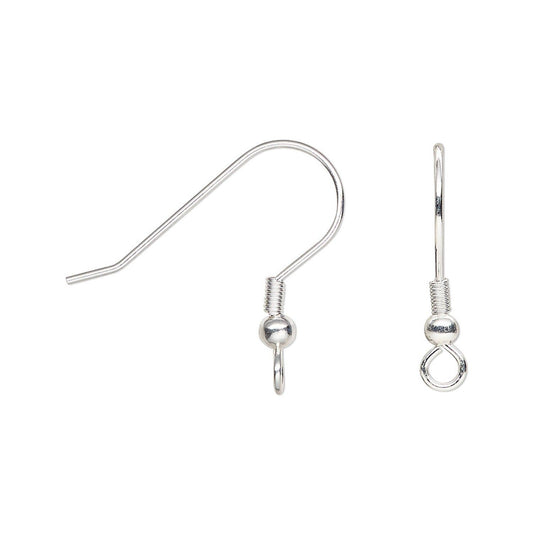 Fishhook Ear Wires, Silver Stainless Steel, 20mm, 21 Gauge, 100 pcs