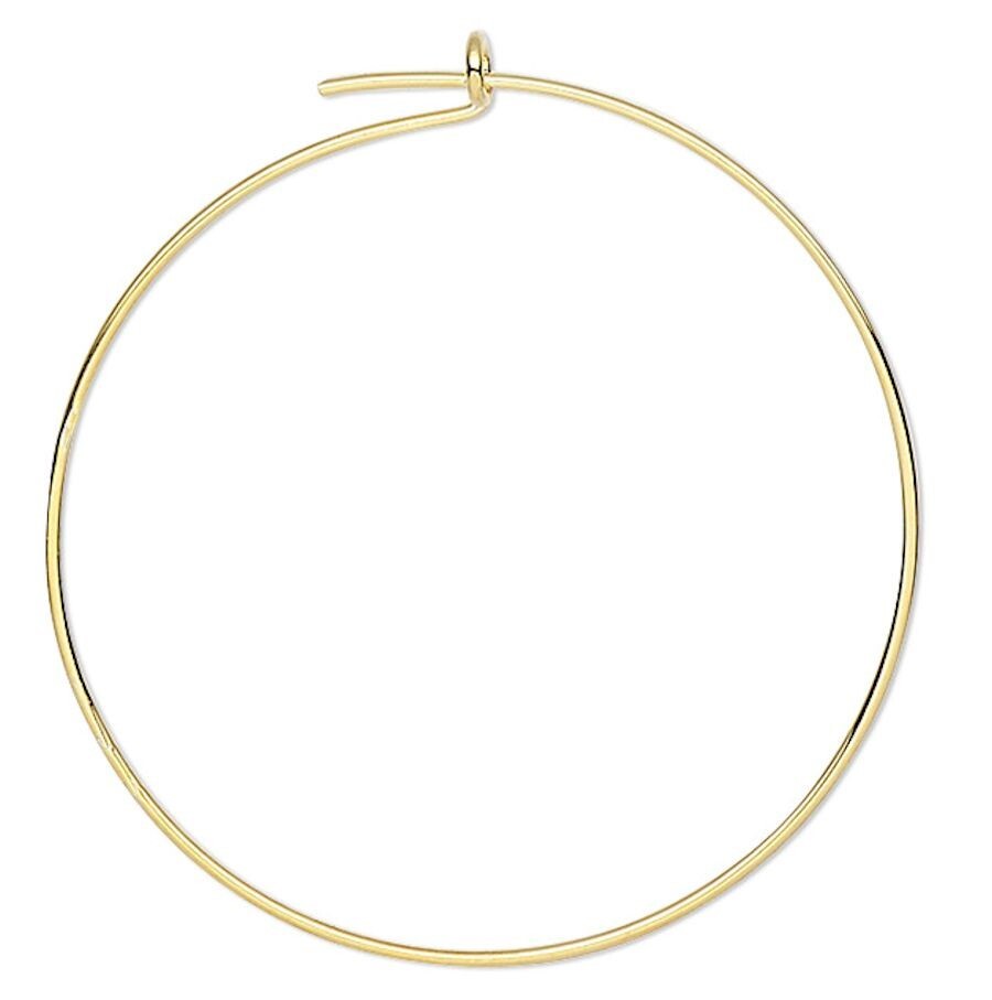 Beading Hoops, Gold Plated Brass, 25mm, 24 Gauge, Round