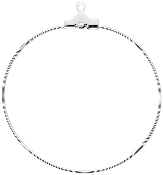 BeadSmith Silver Plated Brass 40mm Round Beading Earring Hoops 20 Gauge