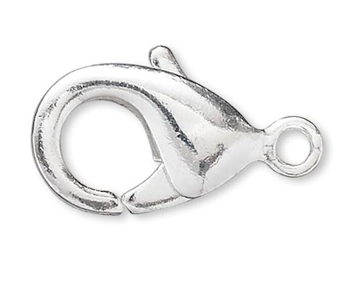Silver Plated Brass Self-Closing Lobster Claw Clasps with Closed Loop 13x8mm – 10 pcs