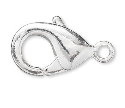 Silver Plated Brass Self-Closing Lobster Claw Clasps with Closed Loop 13x8mm – 10 pcs