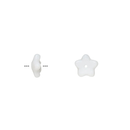 Czech Pressed Glass Opaque White Flower Bead Caps, 8x3mm, 50 pcs