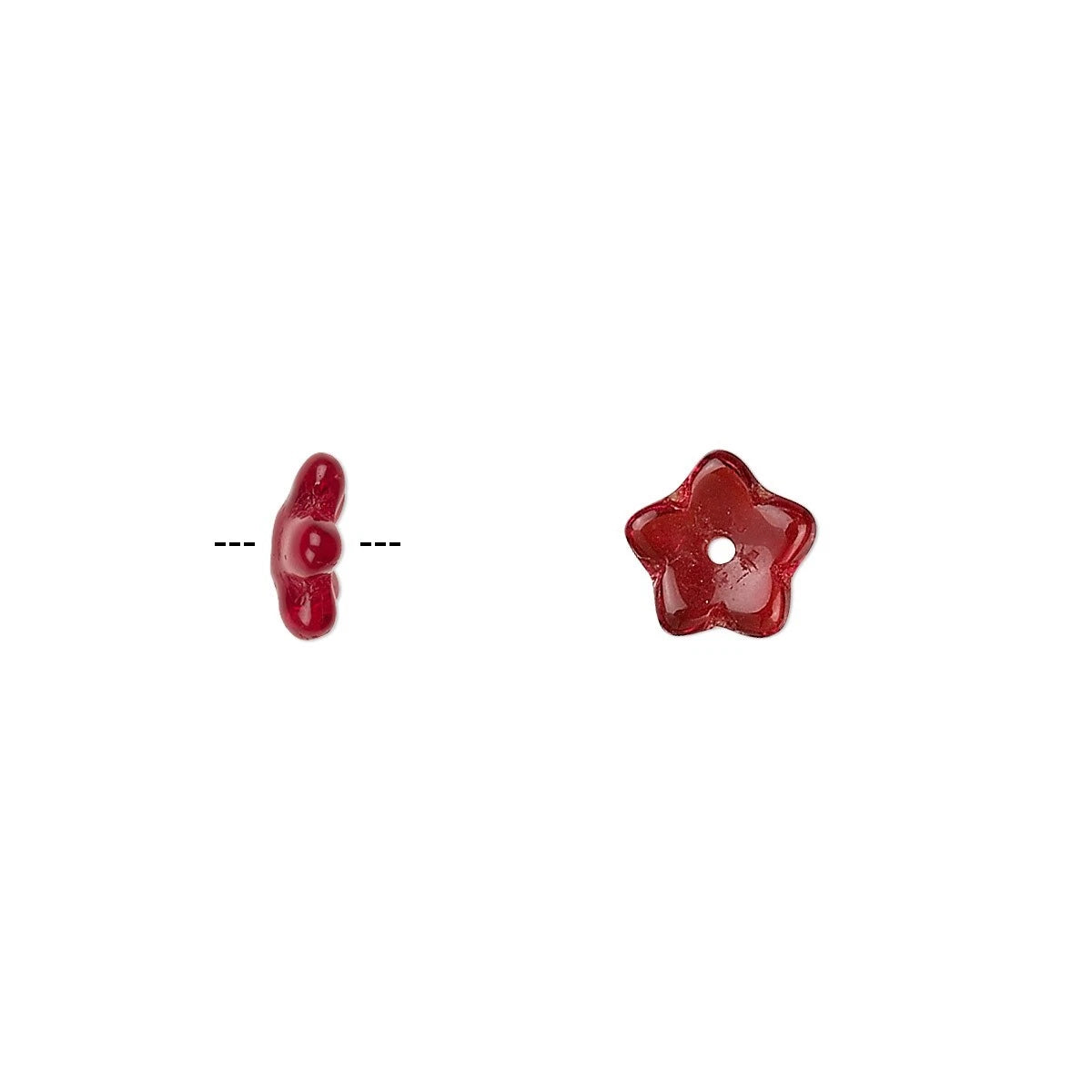 Czech Pressed Glass Ruby Red Flower Bead Caps, 8x3mm, 50 pcs