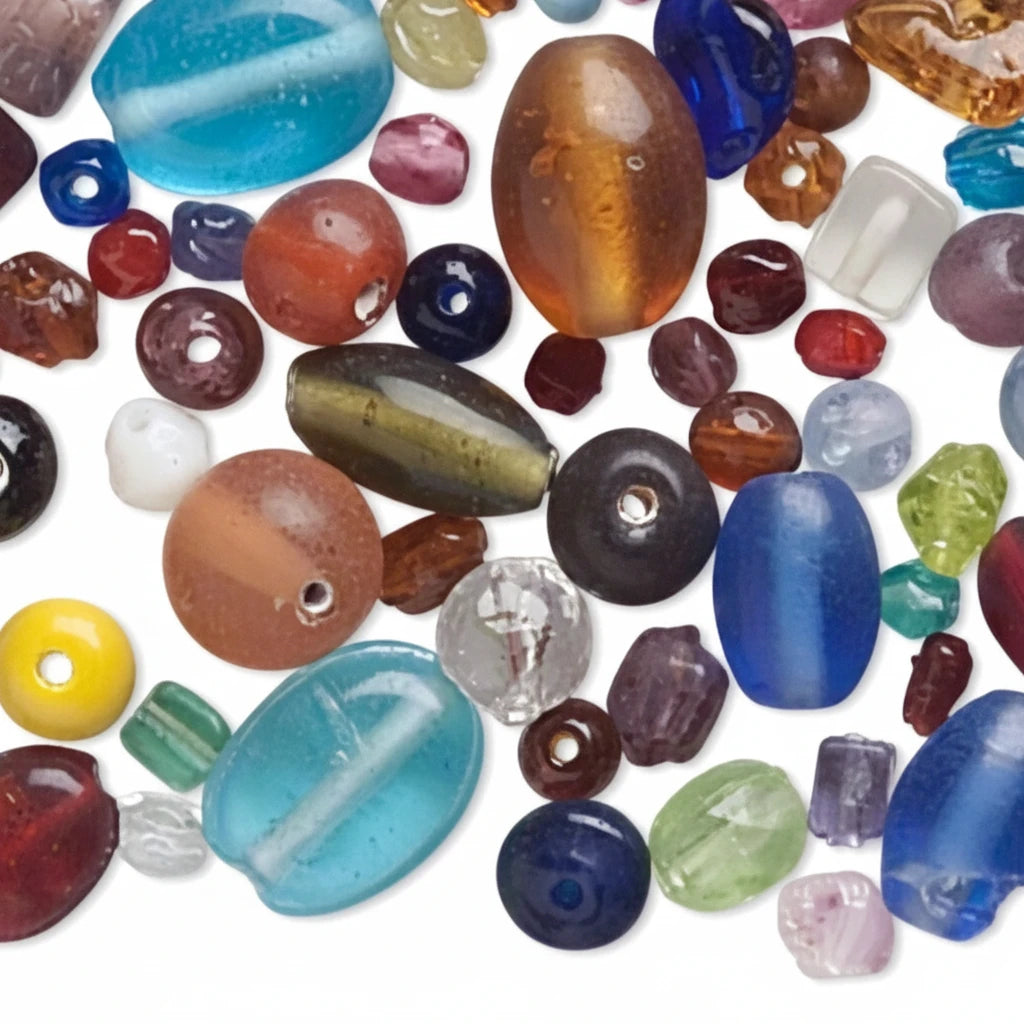 Glass Transparent & Opaque Multi Bead Mix, Assorted Shapes, 12-17mm, 50g