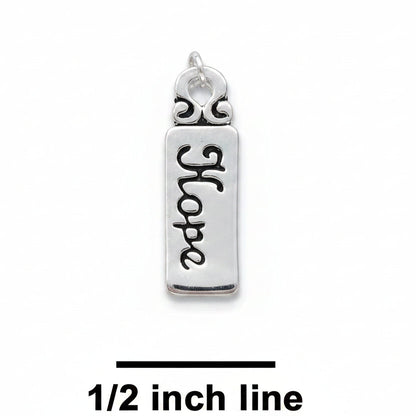 Silver Plated Pewter "Hope" Word Tag Charm with Jump Ring 6x22mm