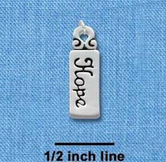 Silver Plated Pewter "Hope" Word Tag Charm with Jump Ring 6x22mm