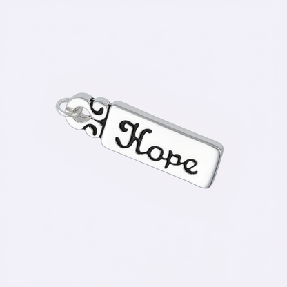 Silver Plated Pewter "Hope" Word Tag Charm with Jump Ring 6x22mm