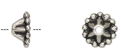 Pewter Bead Caps, Antiqued Silver, 8x4mm, 24 pcs