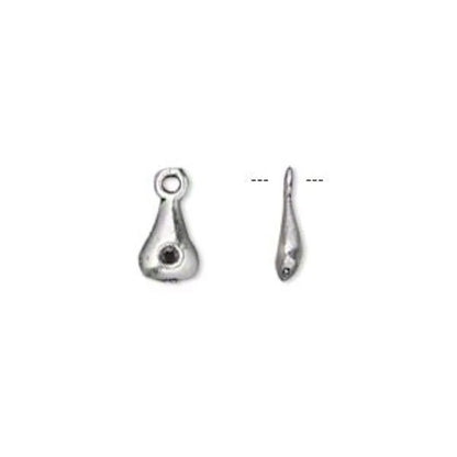 Antiqued Silver Plated Pewter Teardrop Charms, 8x6mm, Single-Sided - 100 pcs