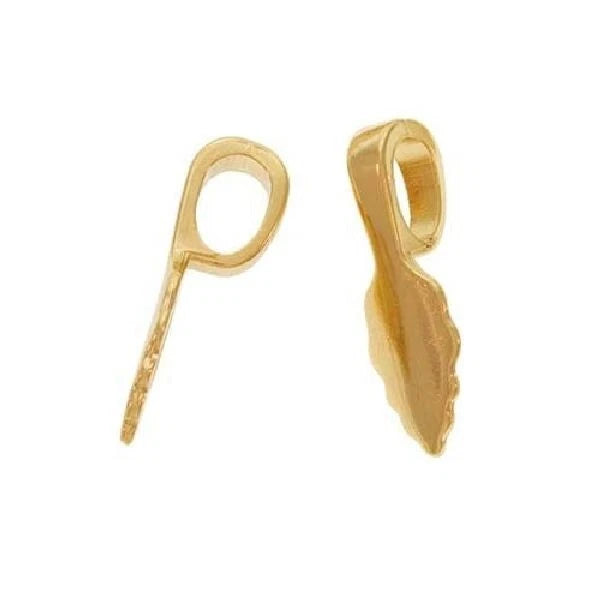 Aanraku Small 18KT Gold Plated Glue-On Leaf Bail, 16x6.5mm, 5 pcs