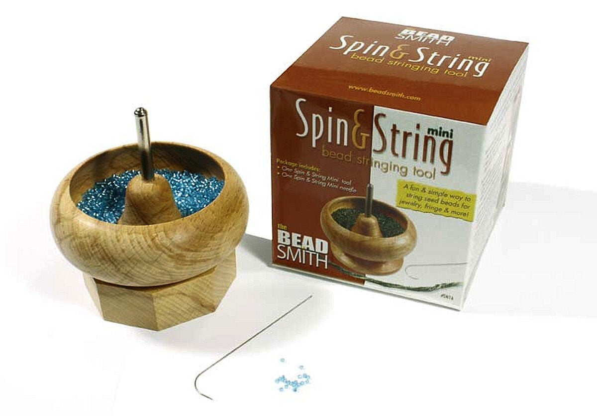 BeadSmith Mini Spin & String Wooden Bead Spinner with Needle