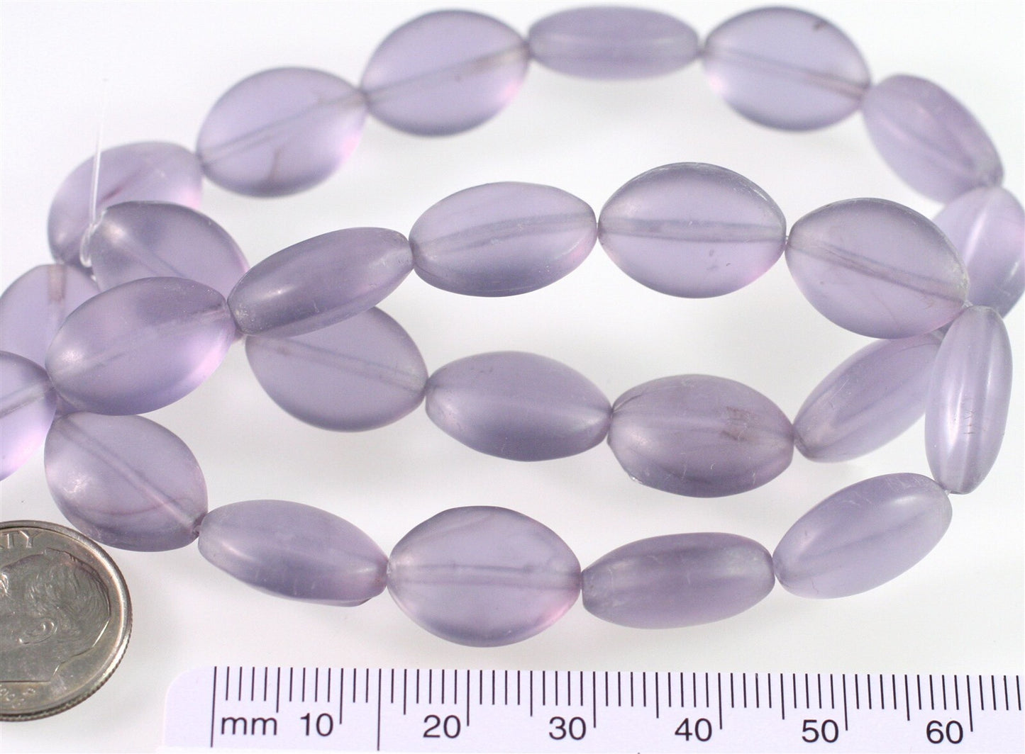 Lampwork Glass Frosted Teal Blue/Violet Puffed Oval Beads 15x11mm (15" Strand, approx. 24–26 pc)