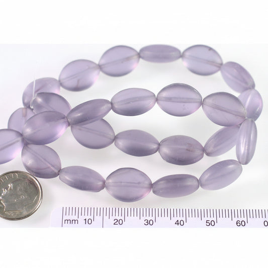 Frosted Teal Blue/Violet Lampwork Glass Puffed Oval Beads, 15x11mm, 1 Strand
