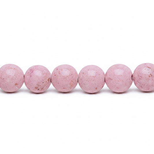 Beads, Pink Riverstone (Dyed) B Grade 6mm Hand-Cut Round, 2 Strands (approx. 134 pcs)
