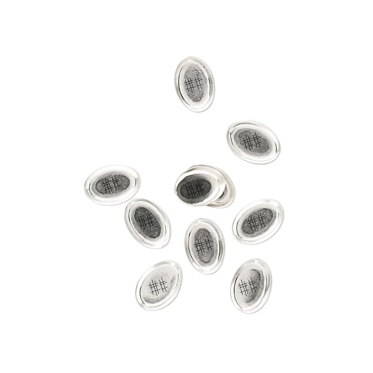 Sterling Silver Oval Bezel Cup Setting, 8x6mm, 10 pcs