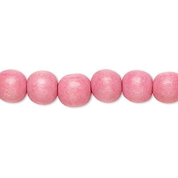 Dyed & Waxed Wood Round Beads 7-8mm - 2 Strands (approx. 108 pcs)