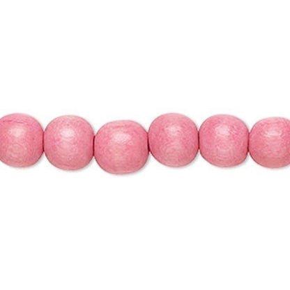 Dyed & Waxed Wood Round Beads 7-8mm - 2 Strands (approx. 108 pcs)