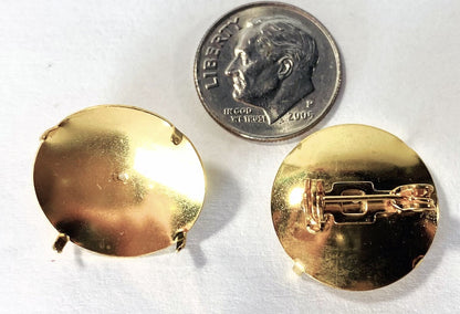 Gold Plated Flat Pad Pin Backs, 19mm, 10 pcs