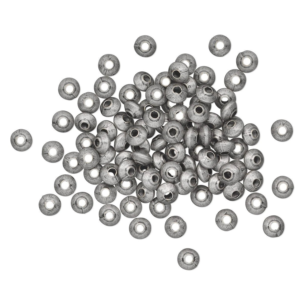 Antiqued Silver Plated Brass Smooth Saucer Spacer Beads, 5x3mm, 100 pcs