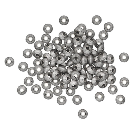 Antiqued Silver Plated Brass Smooth Saucer Spacer Beads, 5x3mm, 100 pcs