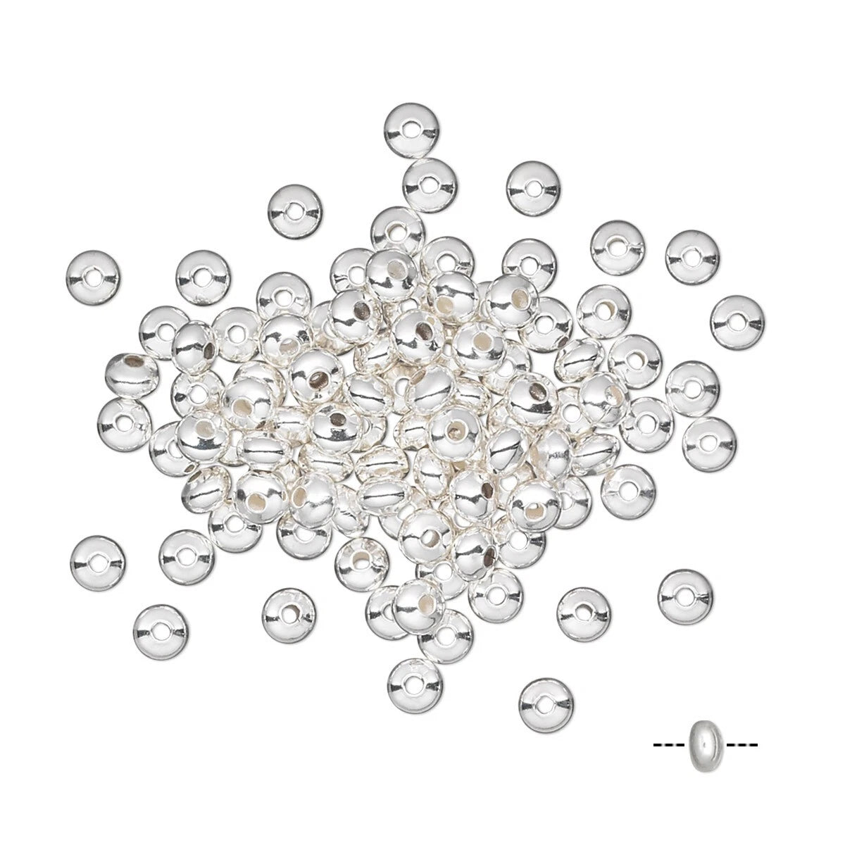 Silver Plated Brass Smooth Rondelle Spacer Beads, 3x2mm, 144 pcs