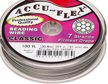 Accu-Flex 7 Strand Clear Beading Wire 0.024" Diameter, 100 Foot Spool