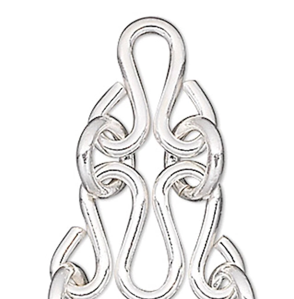 Sterling Silver Squiggly Chain Earring Connectors, 50x15mm, 2 pcs (1 Pair)