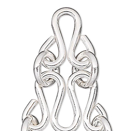 Sterling Silver Squiggly Chain Earring Connectors, 50x15mm, 2 pcs (1 Pair)